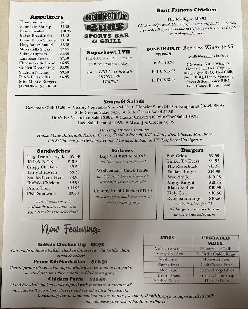 Between the Buns - Menu Scan 1